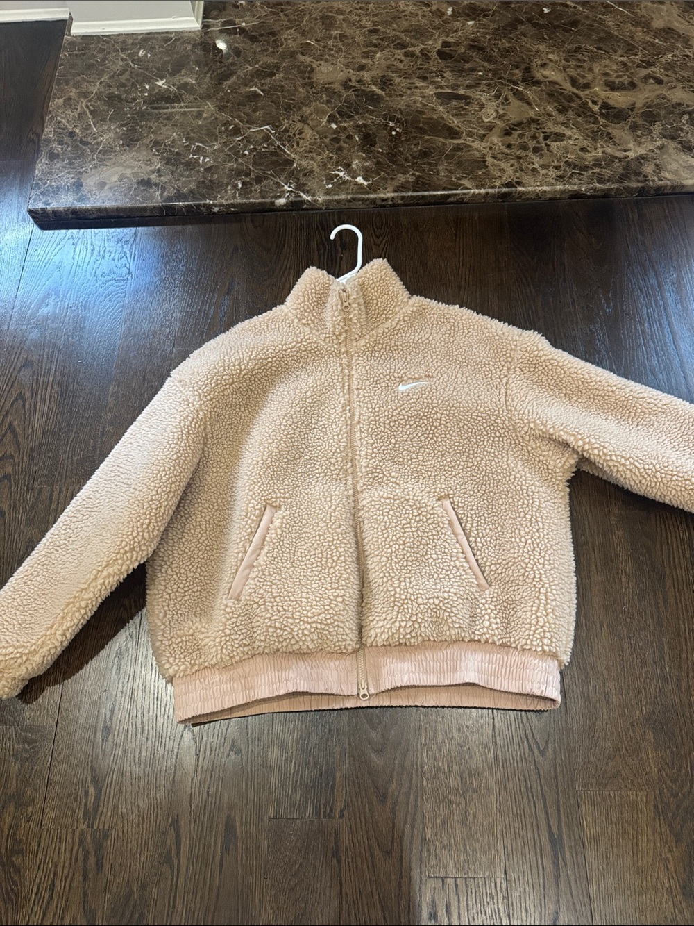 Nike womens Beige Sherpa Puffer Jacket